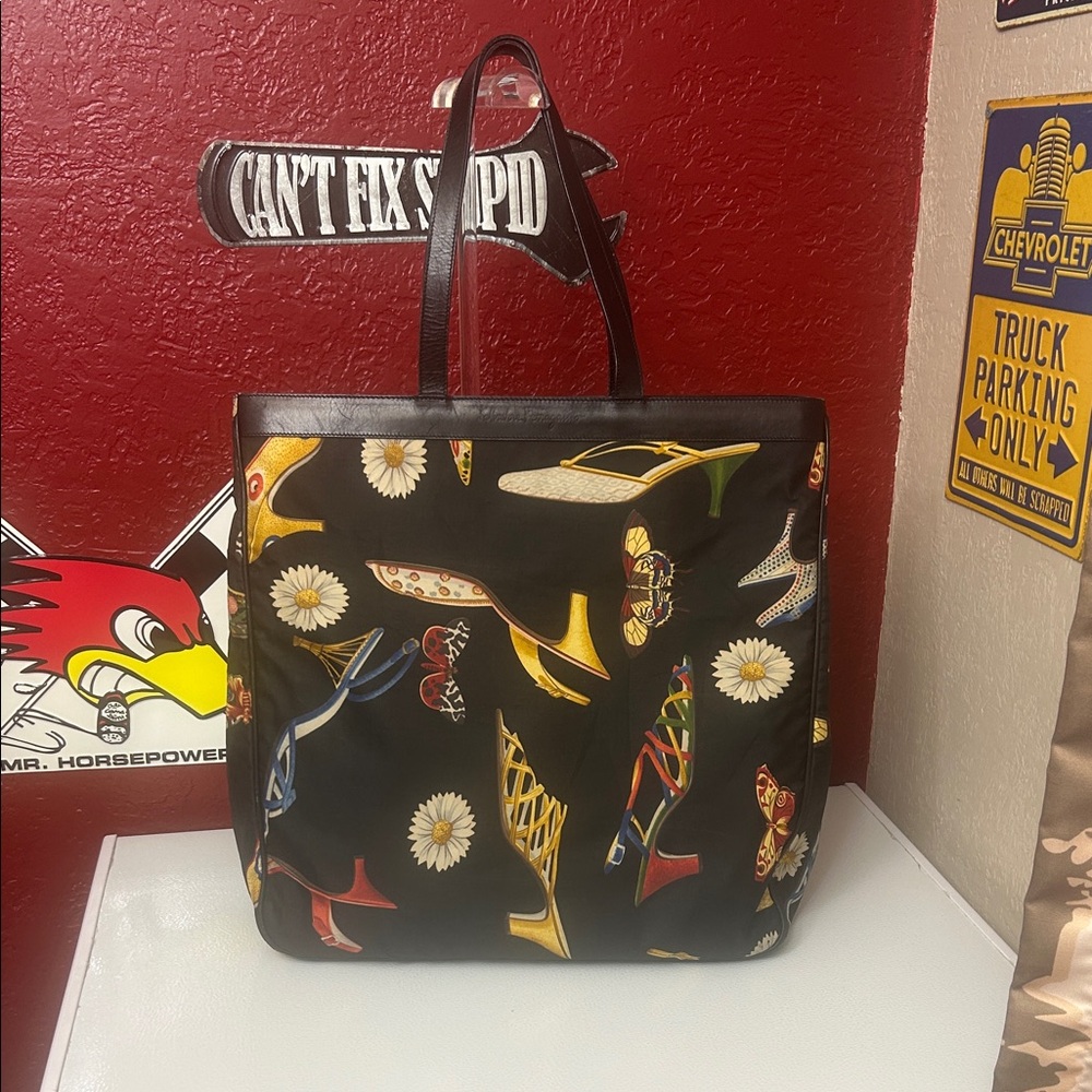 Salvatore Ferragamo Black Tote With Multicolor Print